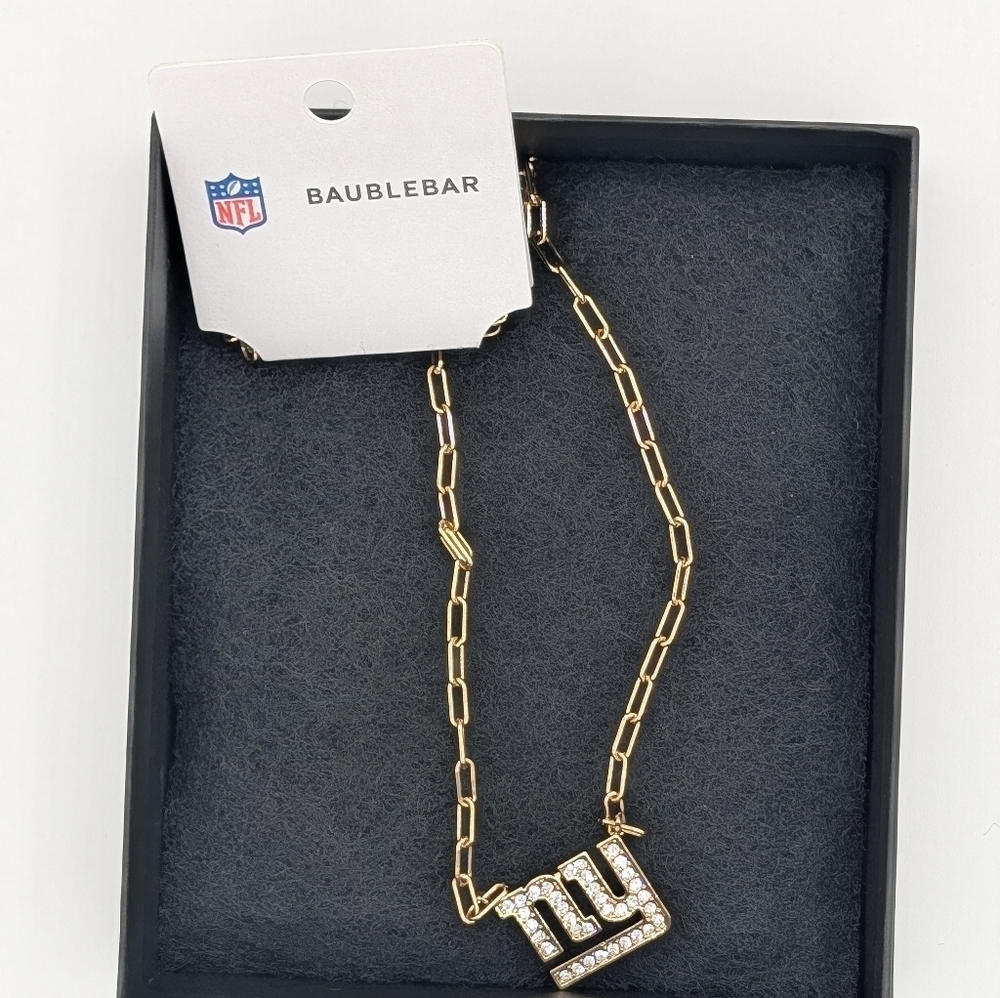 Baublebar x NFL NY Giants Bling Paperclip Necklace Goldtone NYC
